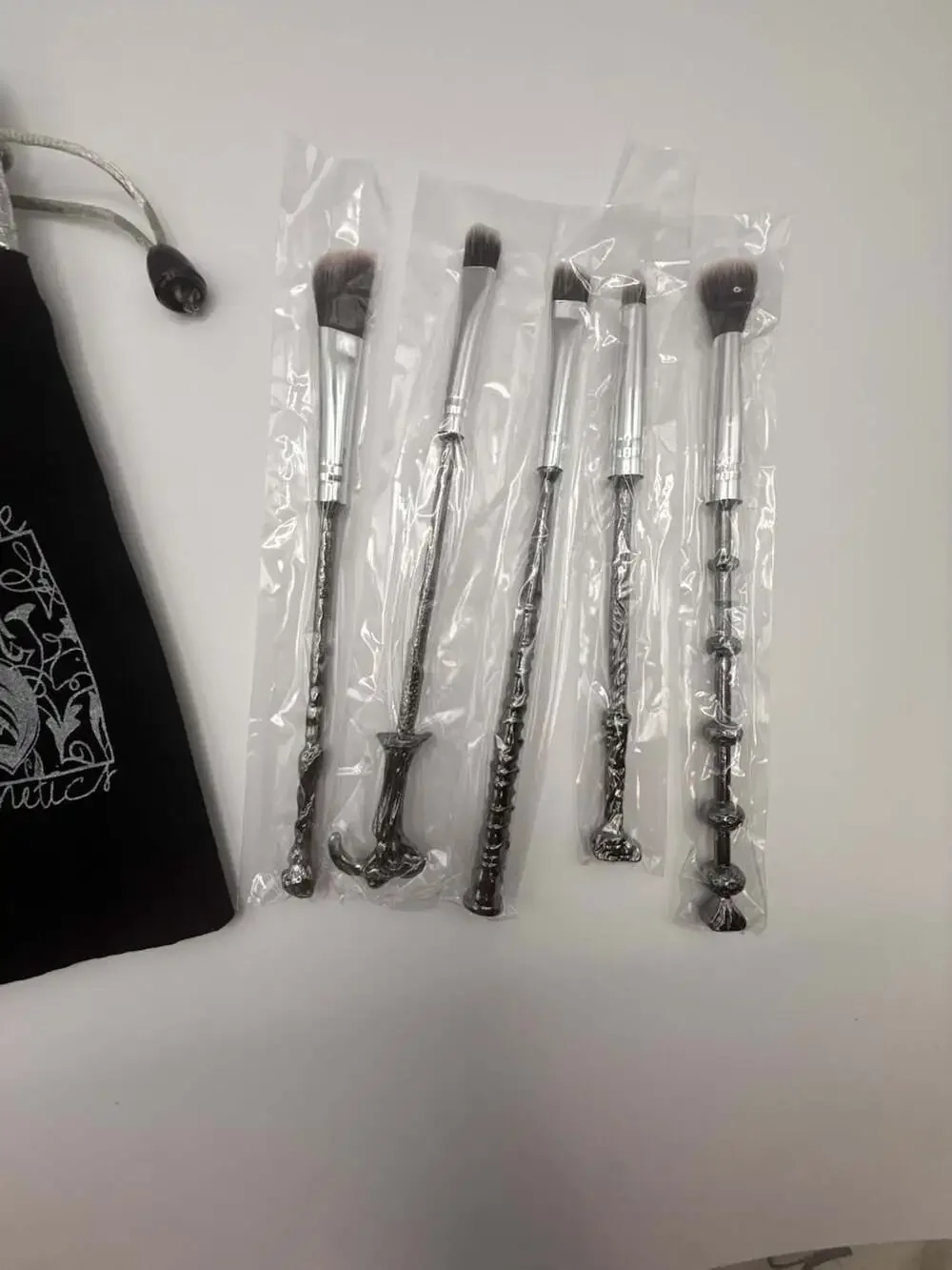 Storybook Cosmetics 5-Piece Wizard Wand Makeup Brush Set with Pouch